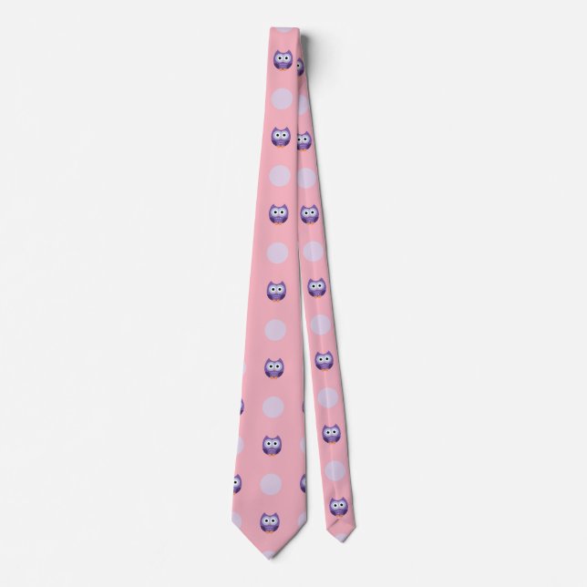 Playful Purple Owls Tie (Front)