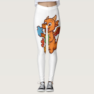 Playful Puzzle Dragons Leggings