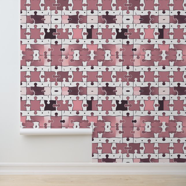 Playful Puzzle Pattern in Pink and White Wallpaper (Application)
