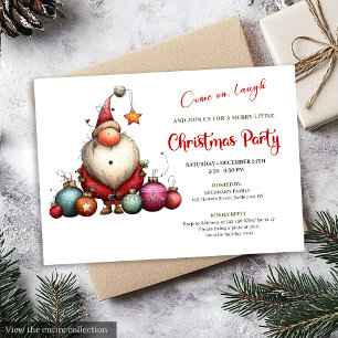 Playful Quirky Santa Classic Red Green Party Invitation