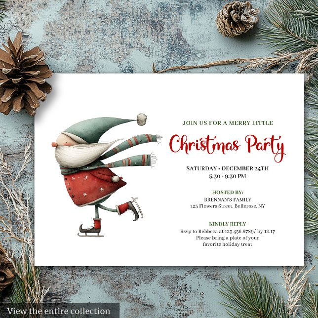 Playful Quirky Santa Watercolor Holiday Invite (Playful Quirky Santa Watercolor Holiday Invite)