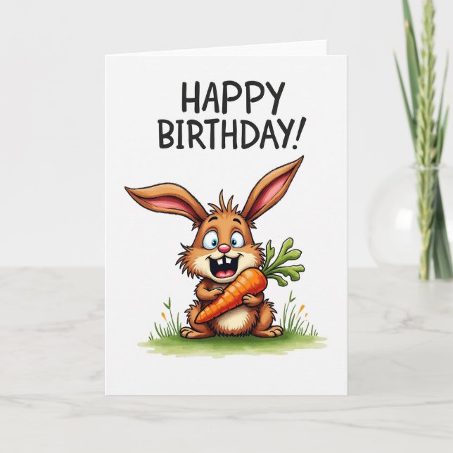Playful Rabbit Birthday Card (Front)