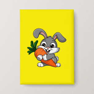 Playful rabbit with a big carrot 
