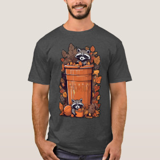 Playful Racoon Babies - Fall Trash Bin Adventure T-Shirt
