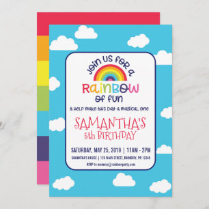 Playful Rainbow Birthday Invitation