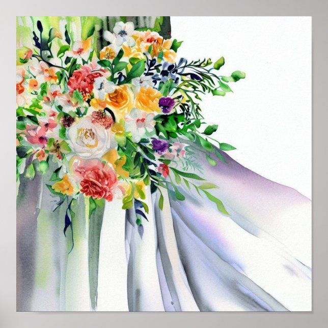  Playful Rainbow, Bridal Cascading Bouquet 1,  Poster (Front)