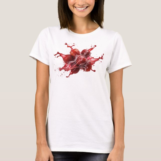 Playful Red Abstract Strawberries Trendy Tee (Front)