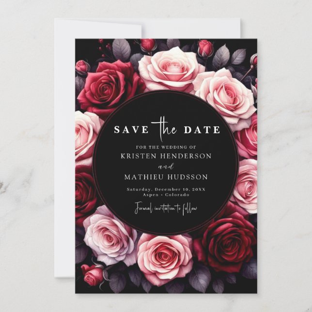 Playful Red Crimson Red Wedding Save The Date (Front)