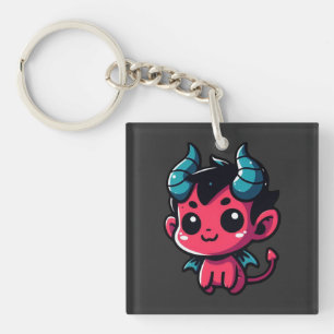 Playful Red Devil - Cartoon, Character, Red, Kawai Key Ring
