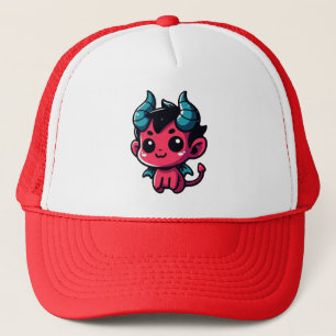 Playful Red Devil - Cartoon, Character, Red, Kawai Trucker Hat