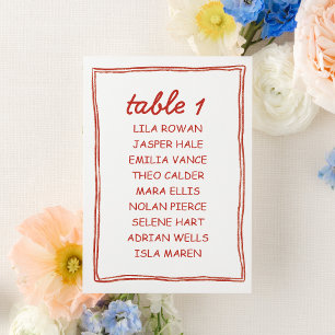 Playful Red Doodle Modern Number Seating Chart Table Number