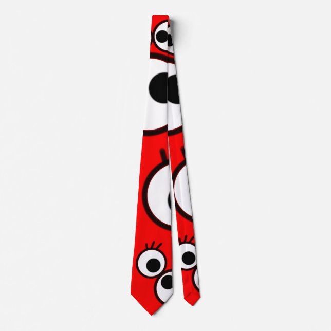 Playful Red Eye Doodle Pattern Tie (Front)