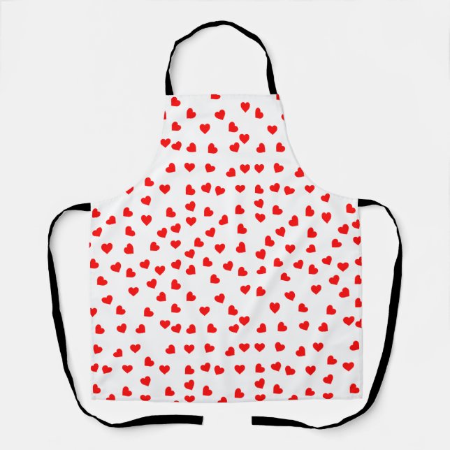 Playful red heart pattern apron (Front)