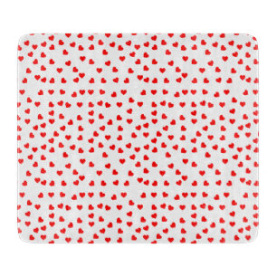 Playful red heart pattern cutting board
