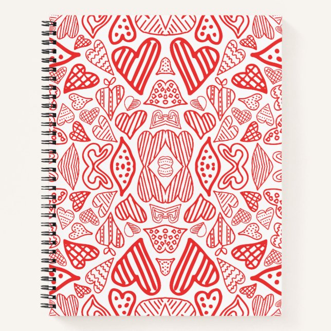 Playful Red Hearts Pattern – Love and Romance Notebook (Front)
