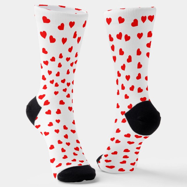 Playful Red Hearts  Socks (Angled)