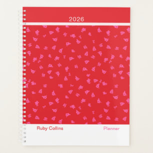 Playful Red Modern Floral Planner