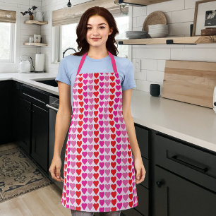 Playful Red Pink Fuchsia Hearts Valentine Pattern  Apron