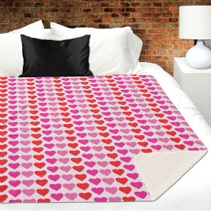 Playful Red Pink Fuchsia Hearts Valentine Pattern Sherpa Blanket
