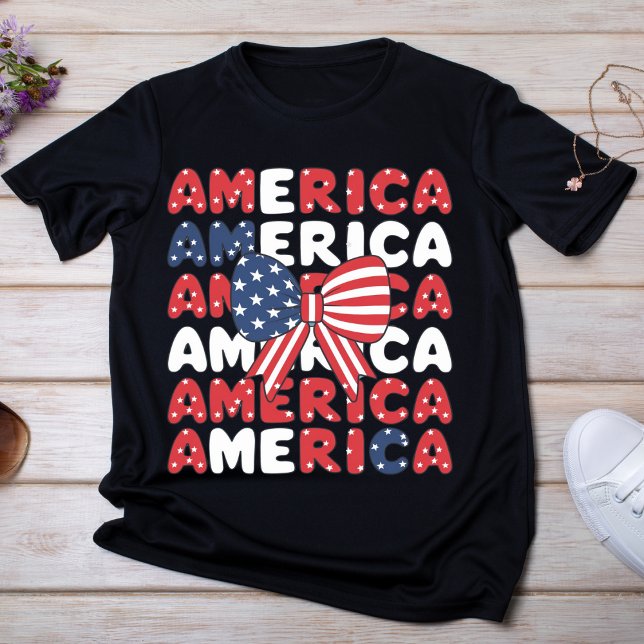 Playful Red, White, and Blue Patriotic Bow T-Shirt (Creator Uploaded)