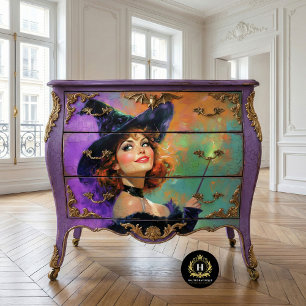 Playful Redhead Witch Halloween Decoupage Tissue Paper