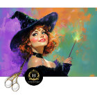 Playful Redhead Witch Halloween Decoupage