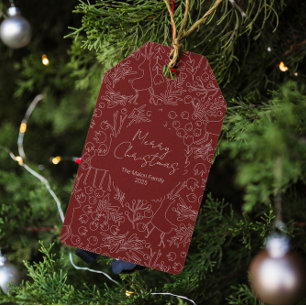 playful Reindeer & Winter Botanicals- christmas Gift Tags