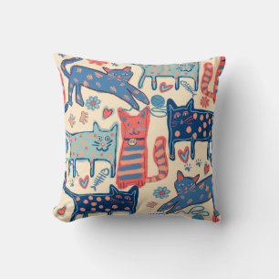 Playful Retro Cats  Cushion