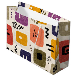 Playful Retro Doodle Abstract Mid-Century Modern Large Gift Bag