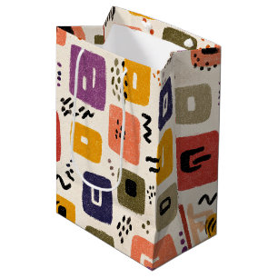 Playful Retro Doodle Abstract Mid-Century Modern Medium Gift Bag
