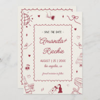 Playful Retro Hand Drawn Whimsical Doodle Wedding