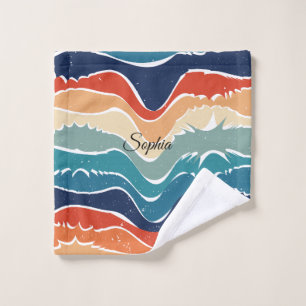 Playful Retro Rainbow Stripes for Custom Product Bath Towel Set