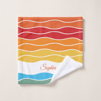 Playful Retro Rainbow Stripes for Custom Product Bath Towel Set