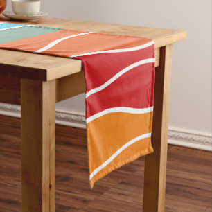 Playful Retro Rainbow Stripes for Custom Product Medium Table Runner