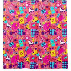 Playful Retro Shower Curtain – Dynamic Patterns