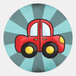 Playful Retro Toy Automobile Art Classic Round Sticker