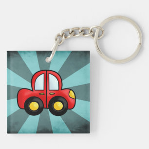 Playful Retro Toy Automobile Art Key Ring