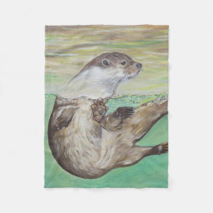 Playful River Otter Fleece Blanket