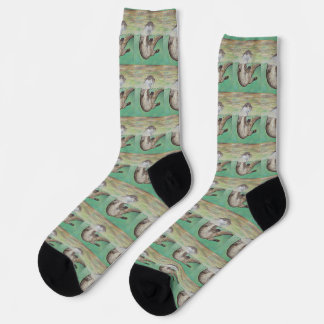 Playful River Otter Painting Socks