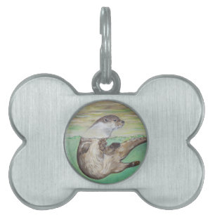 Playful River Otter Pet Tag