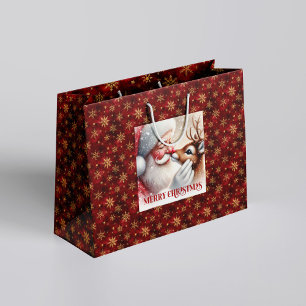 Playful Santa and Rudolph Classic Christmas Bag