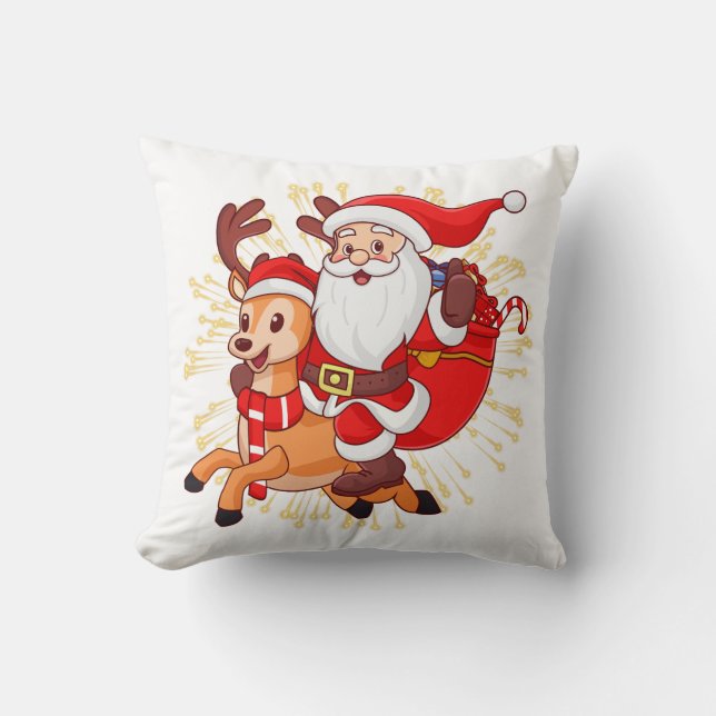 **"Playful Santa Claus Design – Fun and Festive Ch Cushion (Front)