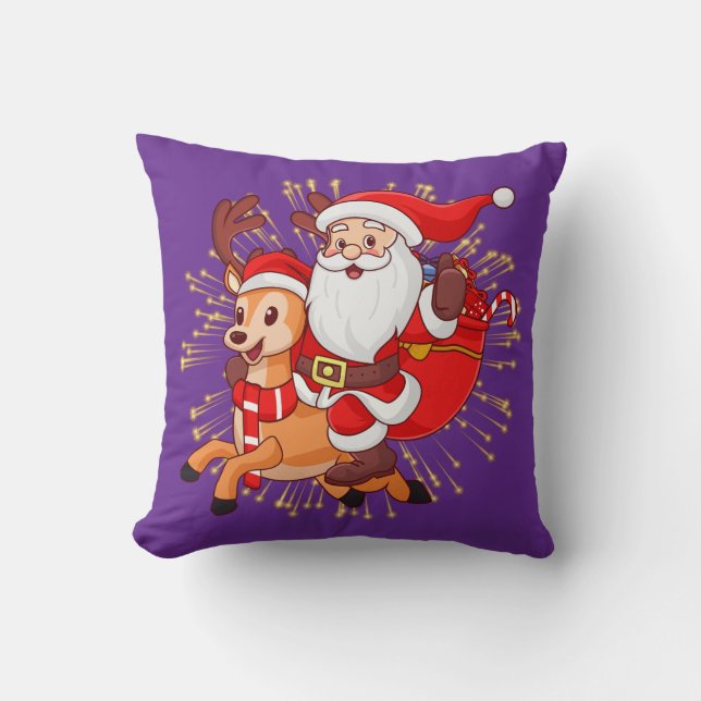 **"Playful Santa Claus Design – Fun and Festive Ch Cushion (Front)