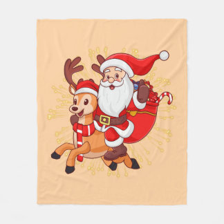 **"Playful Santa Claus Design – Fun and Festive Ch Fleece Blanket