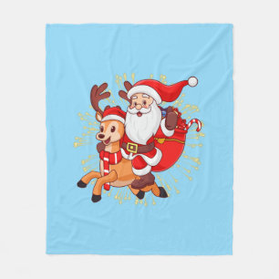 **"Playful Santa Claus Design – Fun and Festive Ch Fleece Blanket