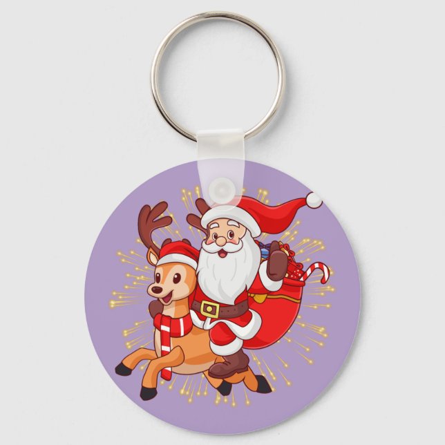 **"Playful Santa Claus Design – Fun and Festive Ch Key Ring (Front)