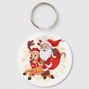 **"Playful Santa Claus Design – Fun and Festive Ch Key Ring