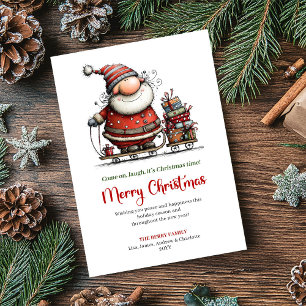 Playful Santa Funny Red Green Holiday Greeting