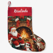Playful Santa & Pets Christmas Stocking