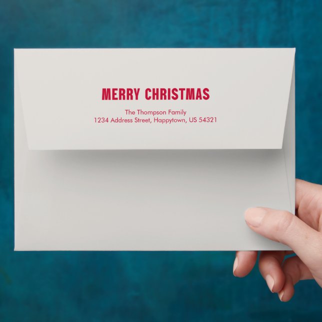 Playful Santa Red Typography Family Name Christmas Envelope (Hand)